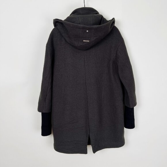 SOIA & KYO Karine Wool Parka Jacket Winter Coat Snow Long Hooded Casual Everyday - Picture 10 of 11